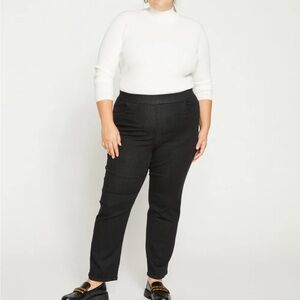 Universal Standard stovepipe comfort denim pull on straight leg jeans black M